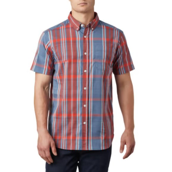 Cabela's Short Sleeve Button Up Plaid Red/White/Blue XXL NWT - Picture 1 of 8